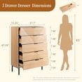 thumbnail image 4 of ANHDAH 5 Drawer Dressers for Bedroom,Mid Century Modern Tall Fluted Dressers,Wood Storage Cabinet Chest of Drawers Dresser for Closet,Entryway (1, Natural Oak), 4 of 8