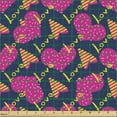 thumbnail image 2 of Romantic Fabric by the Yard, Love Hearts Stripes Celebration Party Lovers Valentines Design, Decorative Upholstery Fabric for Sofas and Home Accents, Magenta Night Blue and Yellow by Ambesonne, 2 of 5