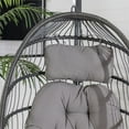 thumbnail image 2 of Resin Rattan Wicker Swing Egg Chair with Stand in Gray/Gray, 2 of 13