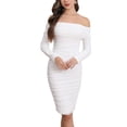 thumbnail image 1 of Vestido ajustado Fooullaide de manga larga con hombros descubiertos para mujer, 1 of 4