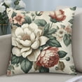 thumbnail image 4 of Vintage Flower Throw Pillow Covers Peony Rose Home Decorative Pillow Covers Retro Cotton Linen Square Decorative Cushion Covers 18*18inch, 4 of 5