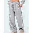 thumbnail image 5 of Women's Casual Joggers Sweatpants Solid Color Drawstring High Waist Wide Leg Trousers, 5 of 8