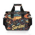 thumbnail image 7 of FORMRS Insulated Cooler Bag 24 Cans Capacity Soft Leakproof Lunch Box with Side Pockets, Black Sardines Pattern, 7 of 7