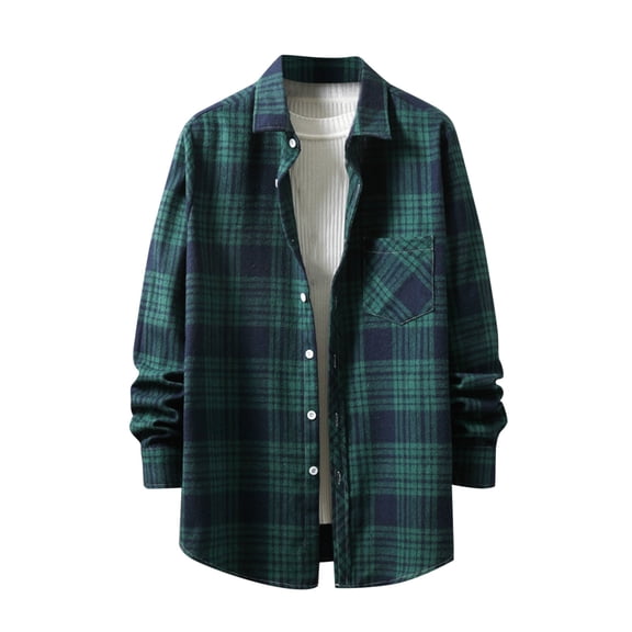 Aimik Hanes Mens Flannel Shirts Long Sleeve Button Down Flannel Shirt for Men Plaid Shirt Mens Button Up Shirts Long Sleeve-Green XXL