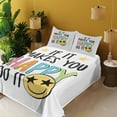 thumbnail image 2 of Ambesonne Emoji Fitted & Top Sheet Set with Shams, If It Makes You Happy Do It, White Mustard Multicolor, 2 of 5