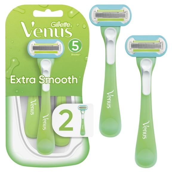 Gillette Venus Extra Smooth Green Disposable Women's Razors, 2 Count