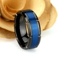 thumbnail image 2 of Men's Women's Tungsten Wedding Band Engagement Ring 8mm Brushed Blue & Black Ring, SZ 10, 2 of 3