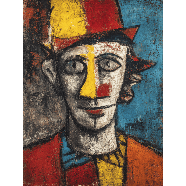 Abstract Clown Portrait Canvas Wall Art 15.75x11.81 Inches