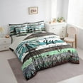 thumbnail image 3 of Homewish Wooden Plank Teens Bedding Comforter Set 7-Piece, Green Lake House Cabin King Bedding Sets, Rustic Farmhouse Reversible Bed Sheets, Breathable Home Decor, 3 of 7