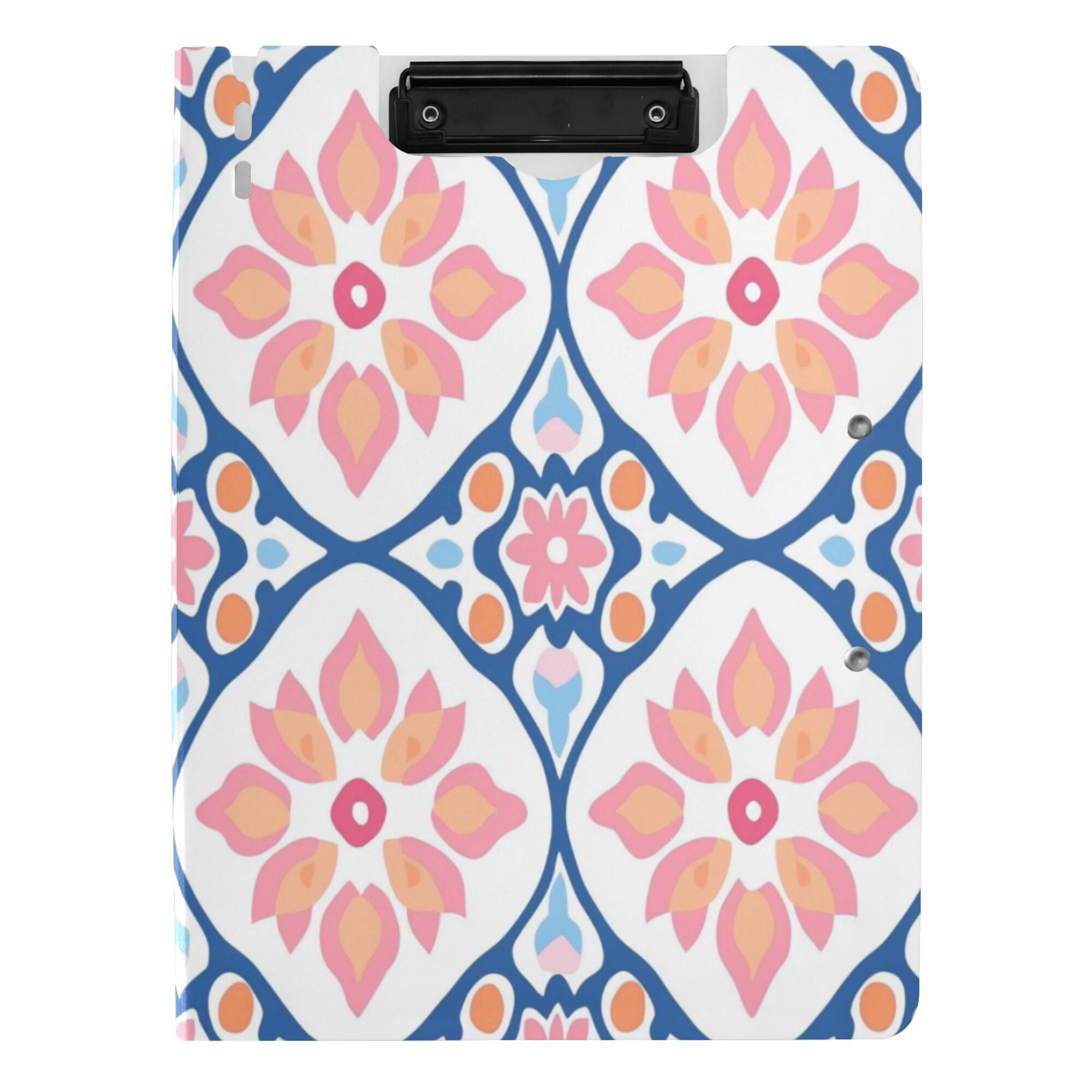 FORMRS A4 Clipboard Folder with Pen Holder Horizontal Foldable School Office Binder, Mosaic Flowers Pattern