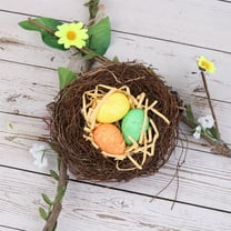 Luxcidy 3.9In Artificial Bird Nest - Rattan Bird Nests Craft Handmade Easter Decorations Decorative Ornaments Rattan Decor for Birds, Garden, Home, Yard, Wedding, Christmas, Party