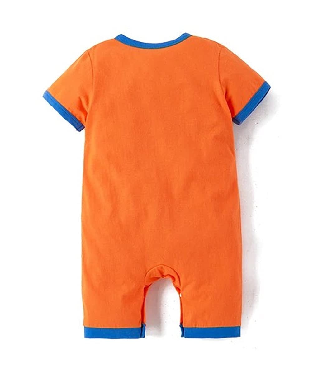 StylesILove Baby Toddler Boys Anime Cartoon Short Sleeve Cotton Romper Asian Inspired Jumpsuit Halloween Onesie Outfit (Goku Orange, 18 Months)