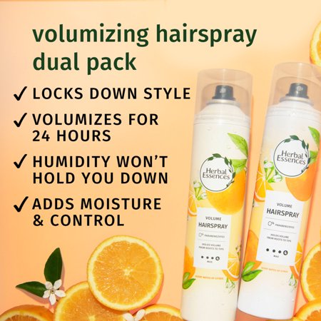 Herbal Essences Volume Hairspray Maximum Hold Hair Spray Twin Pack, 24 Hour Hold, 8 oz, Unisex, for All Hair Types