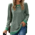 thumbnail image 2 of Timegard Womens Tops Crewneck Long Sleeve Color Block Comfy Tee Fall Casual Loose Tops with Pockets, 2 of 4