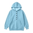 thumbnail image 7 of Luhomi Oversized Sweatshirt for Girls Button up Long Sleeve Pullover Hoodie Kids Fall Winter Fashion Clothes(Light Blue,9-10 Years), 7 of 7