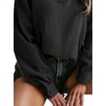 thumbnail image 4 of FASHIONWT Women Elegant Business Lantern Long Sleeve Lapel V-Neck Textured Base Shirt, 4 of 4