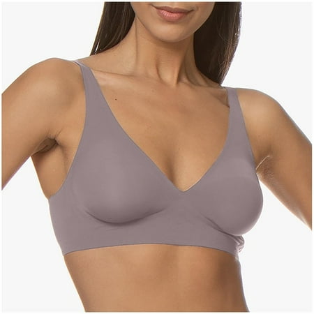 GEWSEY Womens Wireless Seamless Bras Deep V No Underwire Push Up Bras Supportive Full Coverage Bralettes Plunge T Shirt Bra Coffee  M
