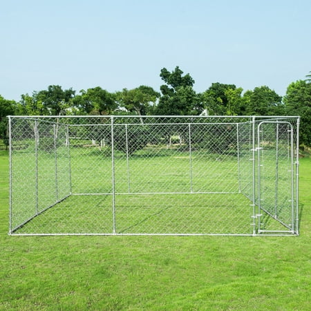 Gymax Large Pet Dog Run House Kennel Shade Cage 15'x15' Roof Cover Backyard