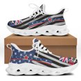 thumbnail image 1 of Zapatillas deportivas de diseñador de lujo para mujer, zapatos casuales para mujer, lindas zapatillas planas con cordones y estampado de bandera estadounidense., 1 of 6