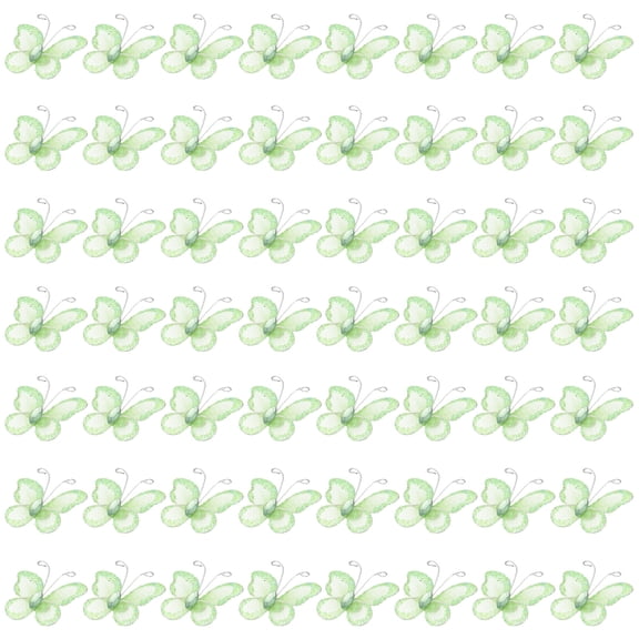 Uxcell 50Pcs Butterflies for Crafts, 1.2" Mesh Wire Glitter Butterfly Organza for DIY Craft Home Decor Clothing Wedding, Green
