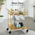 thumbnail image 4 of Best Choice Products 2-Tier Rolling Bar Cart Indoor/Outdoor w/ Storage Shelves, Wine Rack, Lockable Wheels - Gold, 4 of 9