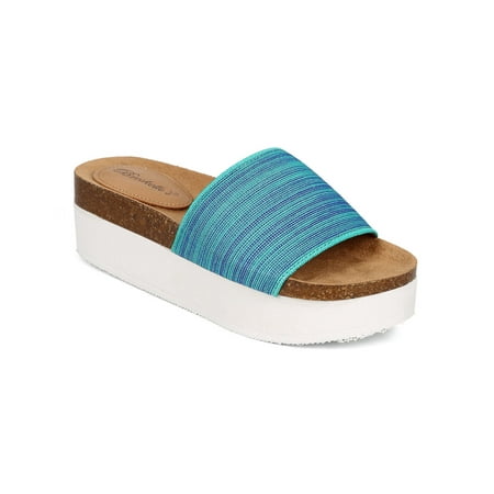 

New Women Breckelles Freda-11 Canvas Single Band Flatform Slipper