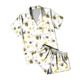thumbnail image 5 of Dianli Womens Pajama Sets Fashion Casual Turndown Short Sleeve Blouse and Shorts Pajama Set Allover Bee Print Homewear Comfortable Four-Way Stretch Elastic Waist Stylish Loungewear Suit, 5 of 7