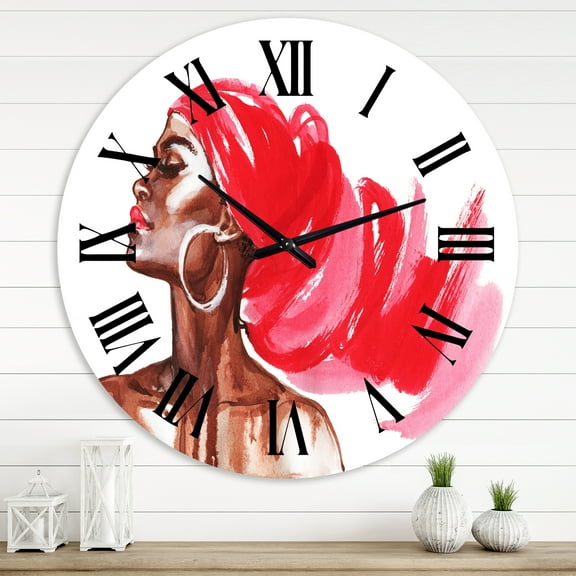 Designart 'Portrait Of African American Woman Ix' Modern Wall Clock