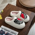thumbnail image 3 of Halloween Plush Slippers Heart Finger Pattern Slippers, Halloween House Slippers for Women Men, Spooky Halloween Slippers for Indoor Outdoor (White 40-41), 3 of 10