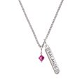 thumbnail image 1 of Delight Jewelry Fuchsia Crystal Bicone Silvertone Balance Bar Charm Necklace, 23", 1 of 4