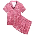 thumbnail image 3 of Tfken Girls Loungewear Sets For Summer Lapel Neck Short Sleeve Sequins Button Tops With Pocket And Shorts Set Trendy Sleepwear Teen Comfortable Homewear Outfit Black Size 2-3 Years, 3 of 6