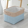 thumbnail image 3 of Foldable Fabric Storage Bin - Large-Capacity Organizer for Clothes/Toys/Gifts, Soft Collapsible Storage Basket for Home Use, Durable Washable Fabric with Reinforced Handles, 15*11*9in, Blue, 3 of 7