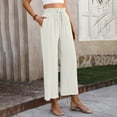 thumbnail image 4 of REALiKUN Women Wide Leg Linen Pants, High Waisted Summer Casual Cotton Linen Palazzo Pants, 4 of 7