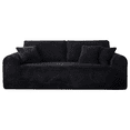 thumbnail image 4 of Aukfa 3 Seater Cloud Couch, 86.6" Corduroy Boneless Sofa, 26.4" Deep Seat, Compressed Sofa with Pillows for Living Room, Bedroom, Apartment, Black, 4 of 7