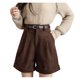 thumbnail image 1 of Pantalones cortos de pierna ancha de verano para mujer, pantalones cortos holgados de cintura alta para viajes y banquetes para niñas, ropa de Prendas para la parte inferior del cuerpo Marrón METRO Qarigey AP019284-02, 1 of 6