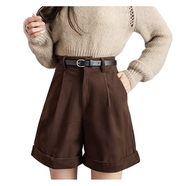 Pantalones cortos de pierna ancha de verano para mujer, pantalones cortos holgados de cintura alta para viajes y banquetes para niñas, ropa de Prendas para la parte inferior del cuerpo Marrón METRO Qarigey AP019284-02