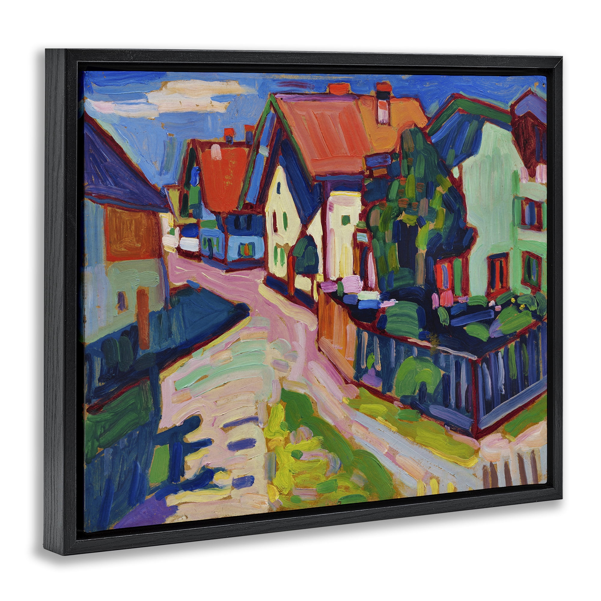 Stupell Industries Kandinsky Murnau Landscape Scenic & Cityscapes Painting Black Floater Framed Canvas Art Print Wall Art, 31 x 25