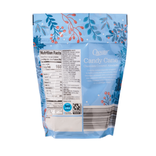 Choceur Candy Cane Chocolate Covered Almonds, Dark and White Chocolate, 8 oz, 2 Pack