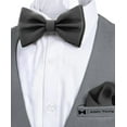 thumbnail image 5 of Men's Black Bow Tie with Handkerchief Set Pre-Tied Style Formal Satin Classic Bowtie for Tuxedo Faux Silk, by Adam Young (Large, Black), 5 of 5