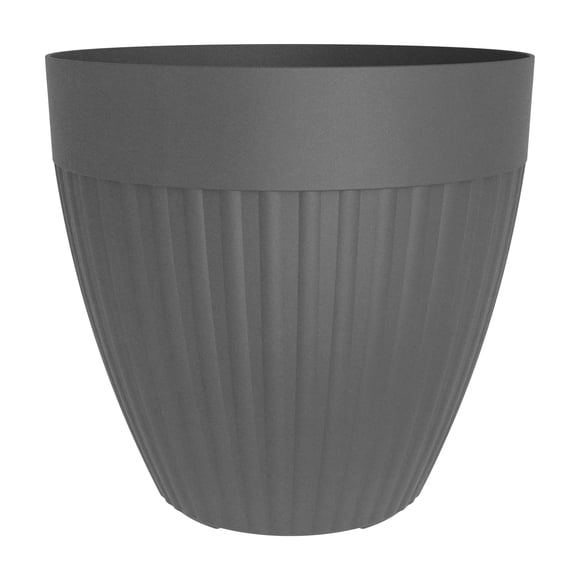TierraVerde Madison Jardinière à Bandes et Côtes Charbon 14"H