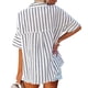 thumbnail image 5 of Sonducket Camisa de mujer Media manga Raya Raya Blusa Bolsillos Botón Blusa Bolsillos Botón Cuello en V Top Prendas para la parte del cuerpo Blanco XL Sonducket AP003125-04, 5 of 6