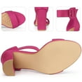thumbnail image 3 of Sandalias de tacón en bloque con tiras en el tobillo y punta abierta para mujer Rosa caliente 40, 3 of 6