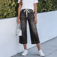 thumbnail image 3 of Capris Jeans for Women Trendy Wide Leg Capri Pants High Waisted Pull on Elastic Waist Summer Stretch Denim Jeans Women Baggy Barrel Jeans Migroa Dark Gray Xl, 3 of 4