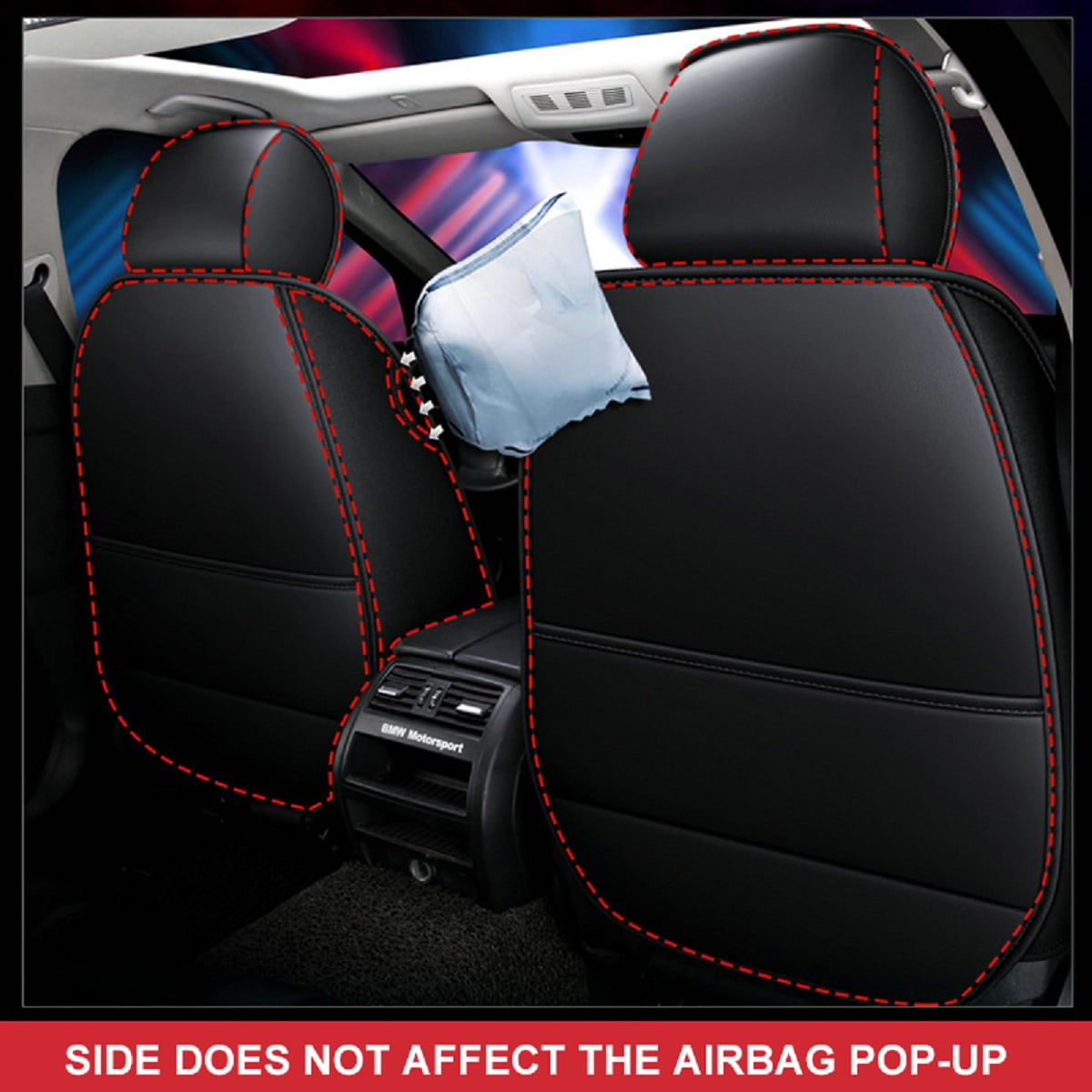 Luxury Breathable Car Seat Covers, Universal 5D PU Leather Front Seat Protectors Compatible with Airbag Protector for Most Cars SUVs Trucks（Red,1PC）