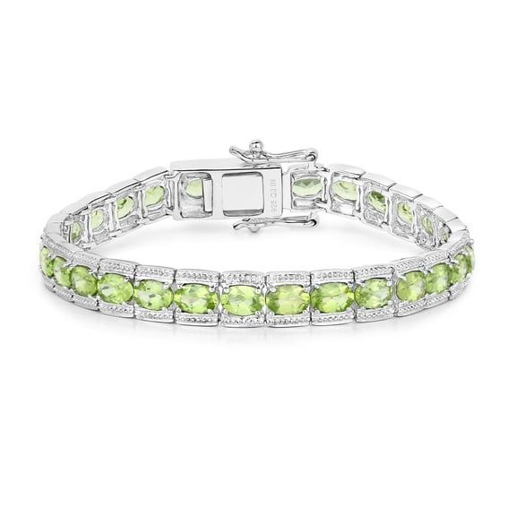 Natural Peridot Tennis Bracelet for Women in Sterling Silver 12.47 Ct August Birthstone