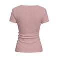 thumbnail image 6 of Ynynloco Women's Summer Tops Short Sleeve Slim Fitted Deep V Neck Cross Wrap Tunic T-Shirt Side Buttons ruched Tees, 6 of 9