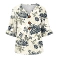 thumbnail image 4 of Dolkfu Multicolor Summer Tops for Women Boho V-Neck Elbow-Length Ornamental Button Retro Floral Blouses & Tops Multicolor,Xl, 4 of 5
