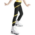 thumbnail image 3 of Ocealan Kids Girls Shiny Rhinestones Figure Ice Skating Leggings Metallic Striped Tights Sports Competition Pants Gold 16, 3 of 7