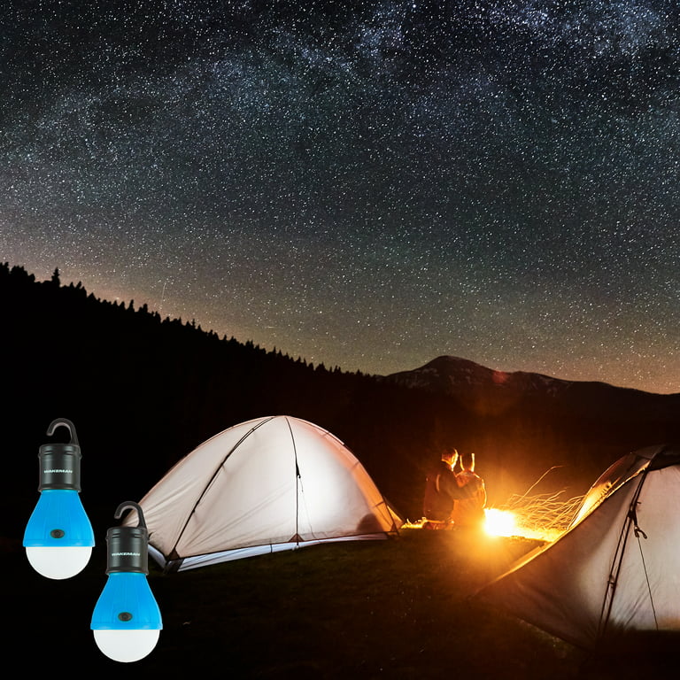 Portable LED Tent Light Bulb- 2 Pack Hanging Lights with 3 Settings and 60  Lumen By Wakeman Outdoors (For Camping Hiking Tents and Emergency) 