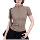 thumbnail image 2 of Xuyuer Yoga Waist Cinch Short Sleeve Top - Women's Casual Sports Half High Neck Summer Shirt for Workout Sessions, Athletic Streetwear Style & Breathable Gym-to-Street Wear, 2 of 4